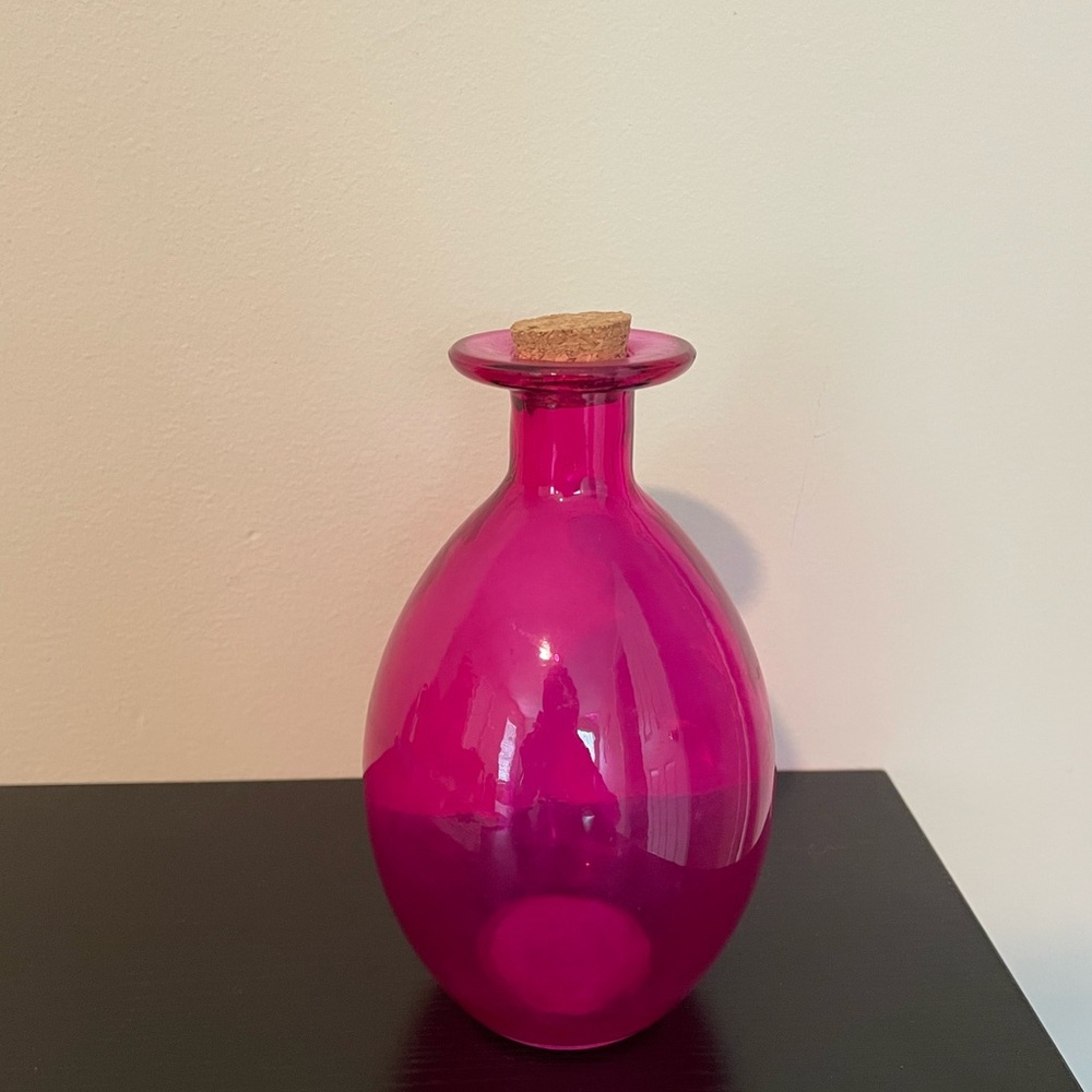 Pink glass vase / bottle decoration